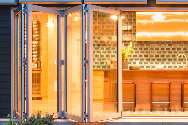 Bifold door half opened